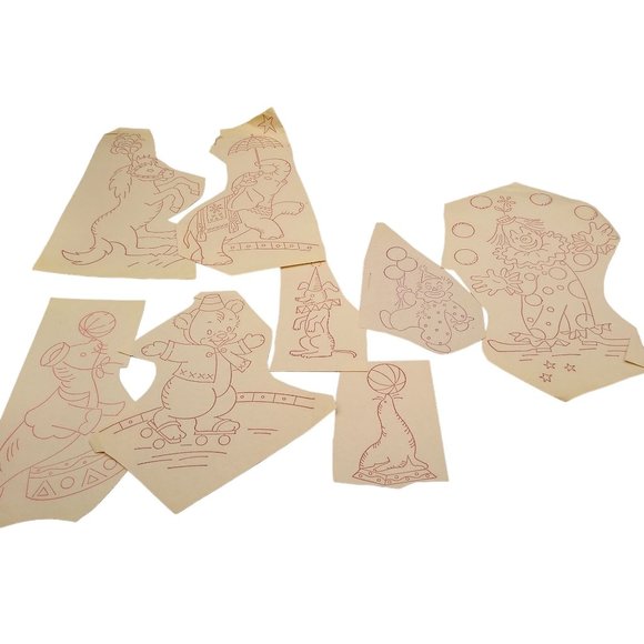 Vintage Circus Animals Transfer Patterns, MCM Workbasket Iron On Transfers, 1960 - Picture 1 of 3